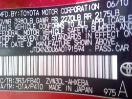 2010 TOYOTA PRIUS, RED, 1.8L, AT,  Z25960